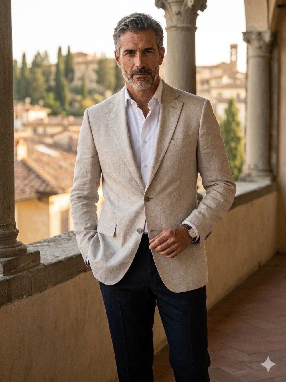 Nordstrom Solbiati Italian Linen Blazer Jacket 42L Beige Tan Summer Sport Coat